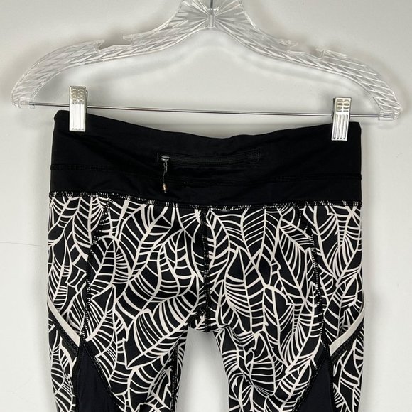 Lululemon Run A Marathon Crop II Legging Pretty Palm Black Angel Wing size 4 - Picture 7 of 12